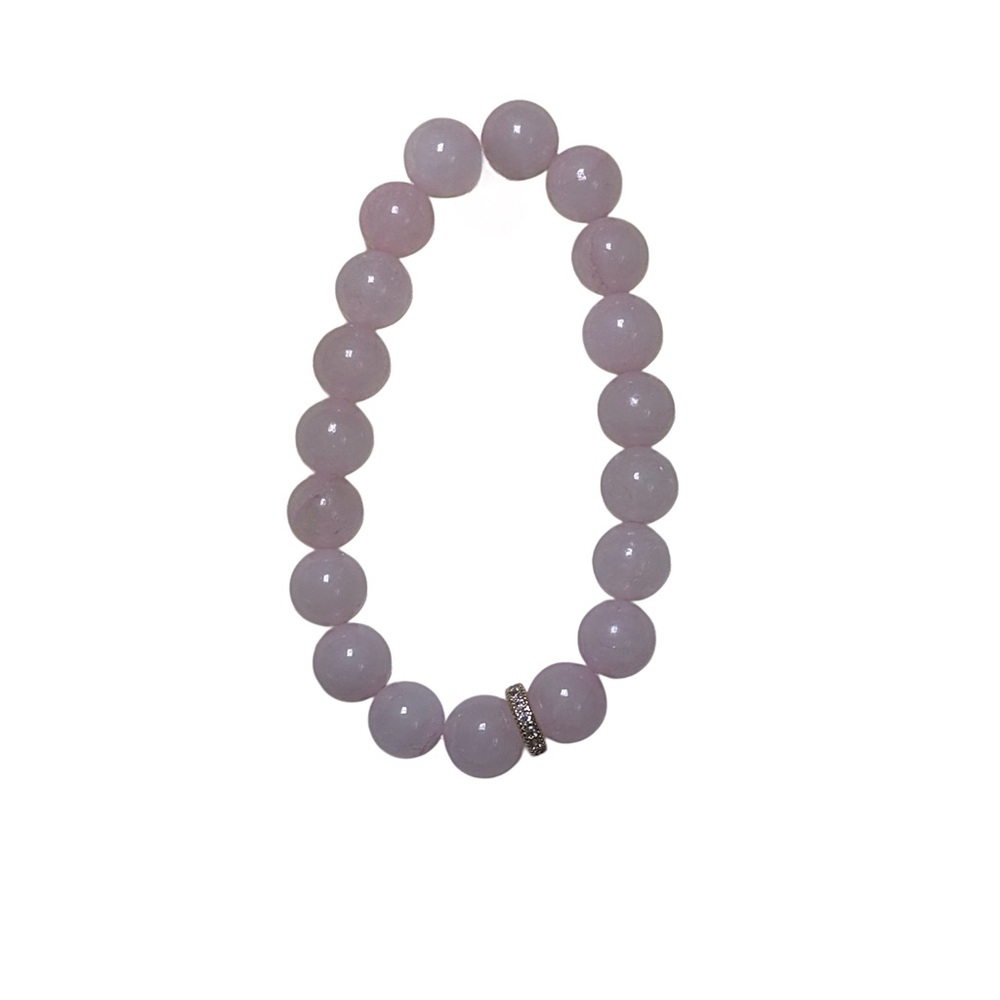 Women’s rose quartz natural stone pink boutique stretchy bracelet
